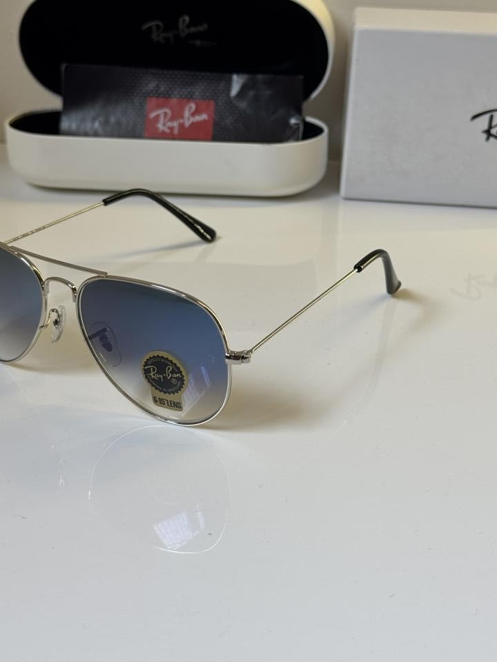 RB. Silver Blue Shaded Aviator |3025
