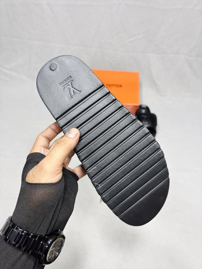 LV Miami Mule Black Flip Flop