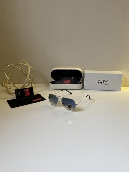 RB. Silver Blue Shaded Aviator |3025