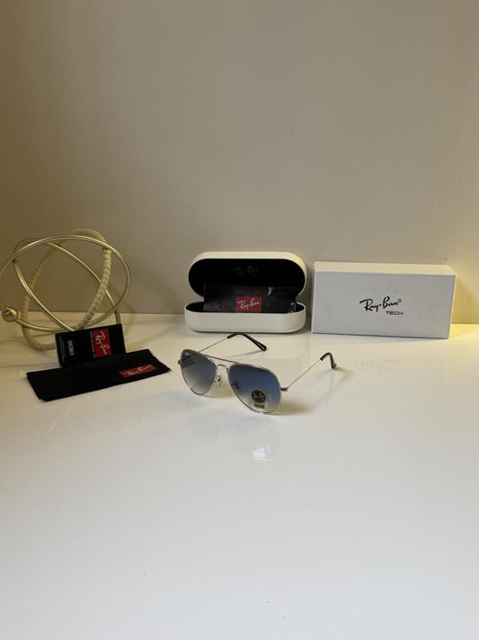 RB. Silver Blue Shaded Aviator |3025